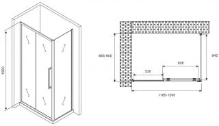 Душевой уголок ABBER Schwarzer Diamant AG30120H-S90 120x90см хром